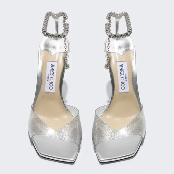 Jimmy Choo Saeda Sandal Silver and Crystal - Picture 2 of 3